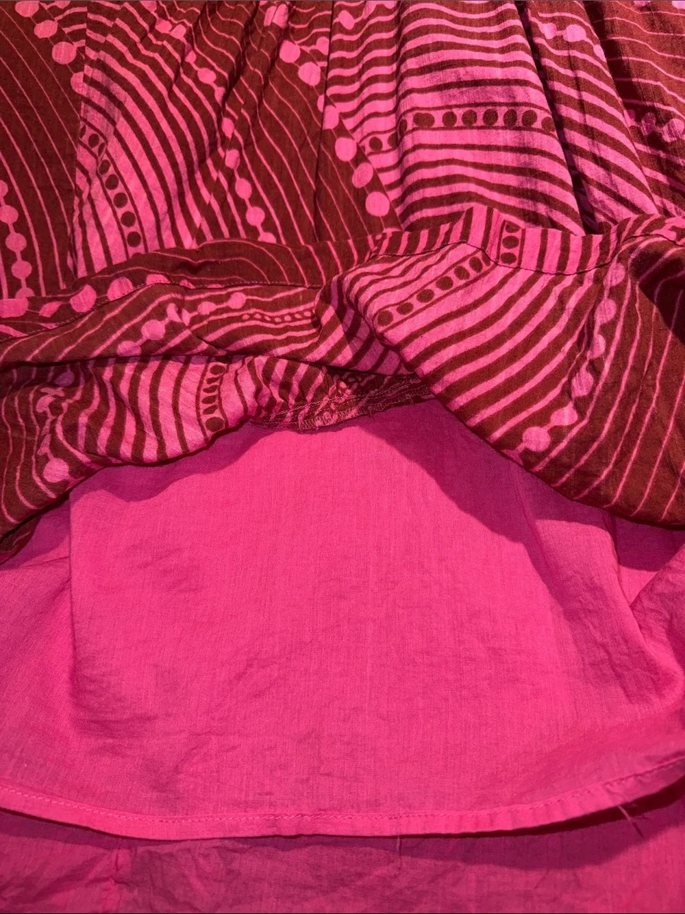 Maeve by Anthropologie Bright Pink Swirl Print Ruffle Hem Dress-The Cassandra - Picture 6 of 15